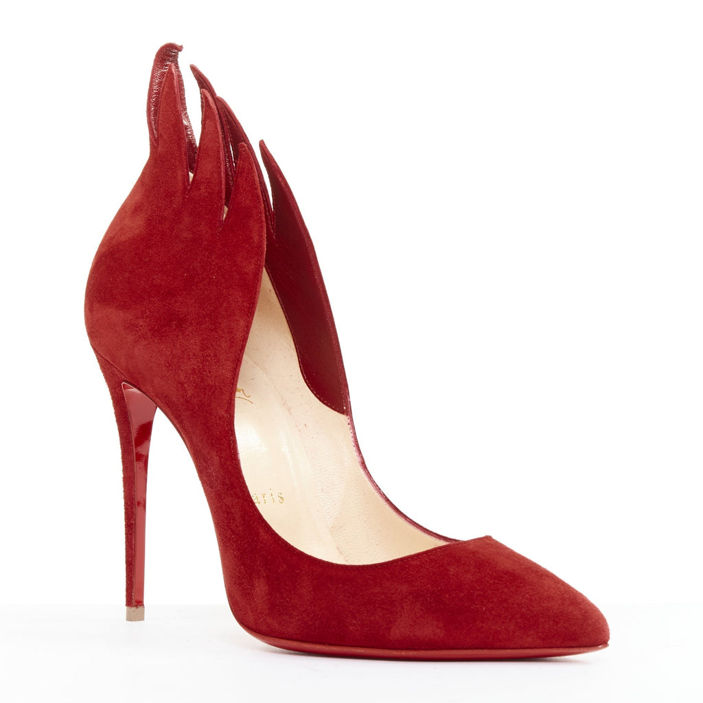 Women's Christian Louboutin Suede Flame Pumps