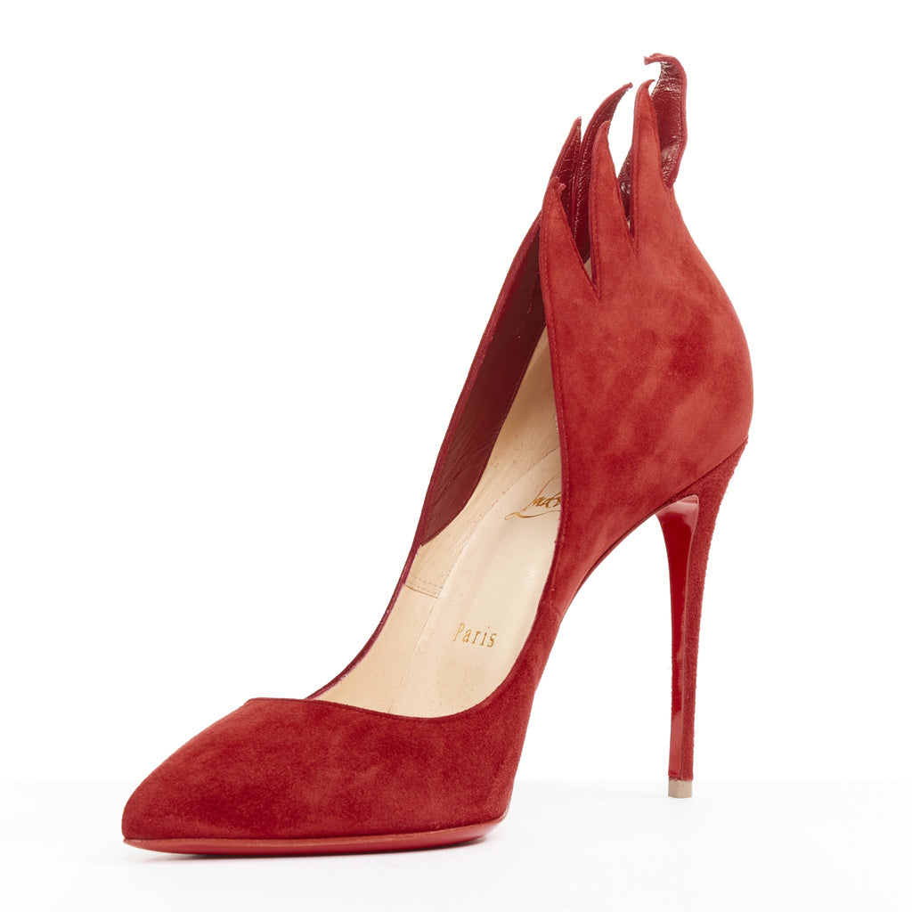 Women's Christian Louboutin Suede Flame Pumps