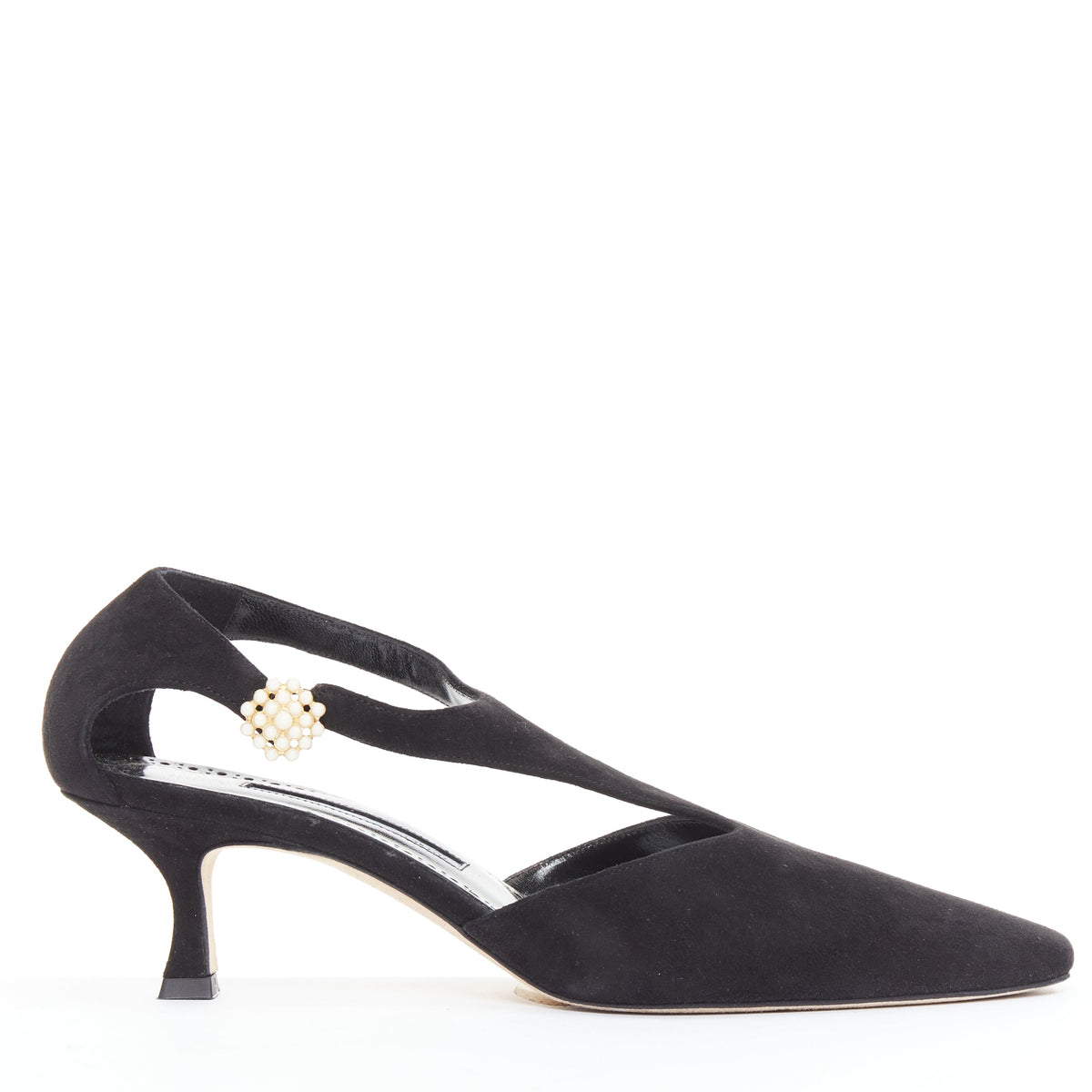 Women's Manolo Blahnik Suede Pearl Kitten Heels