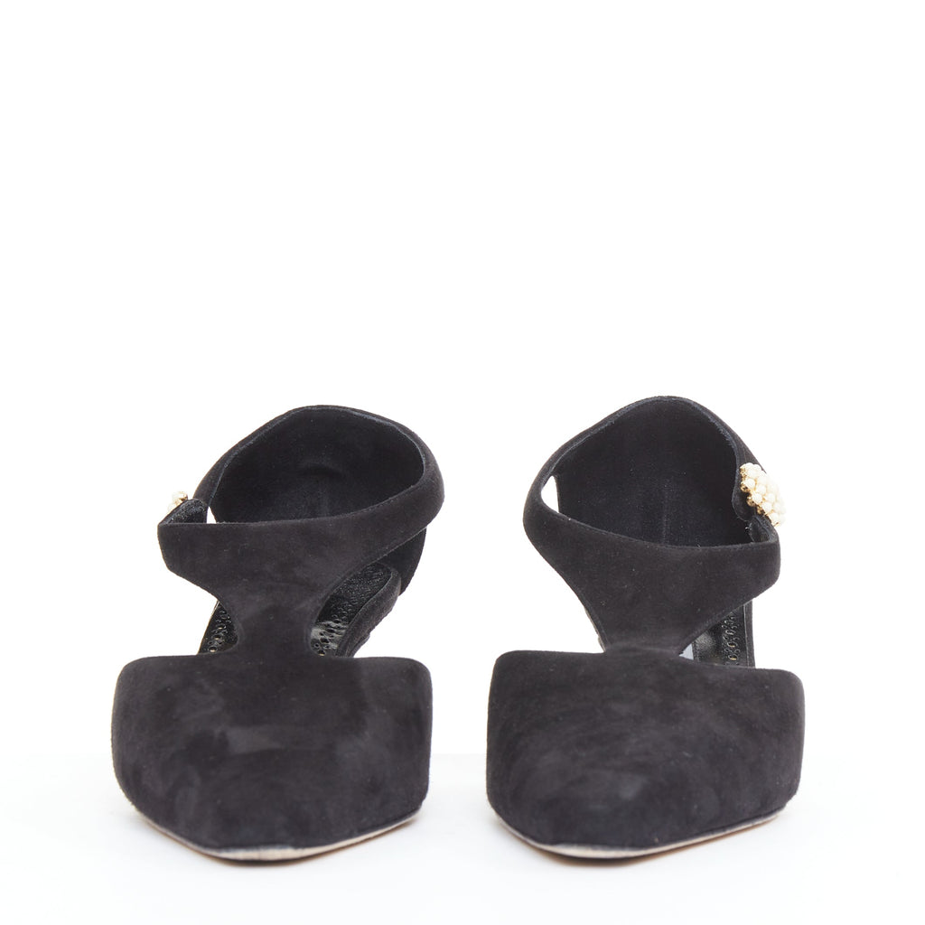 Women's Manolo Blahnik Suede Pearl Kitten Heels