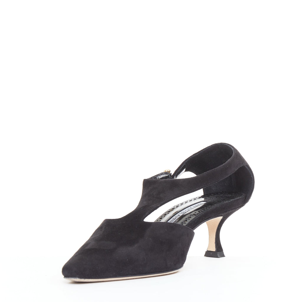 Women's Manolo Blahnik Suede Pearl Kitten Heels