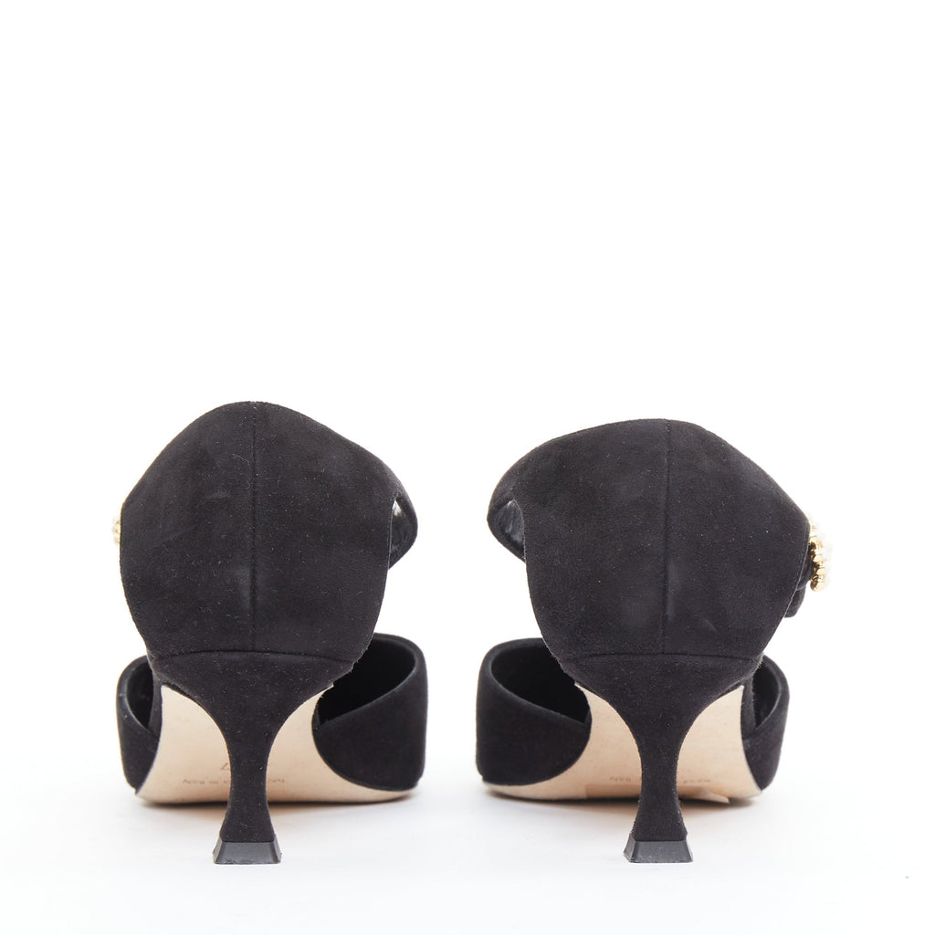 Women's Manolo Blahnik Suede Pearl Kitten Heels