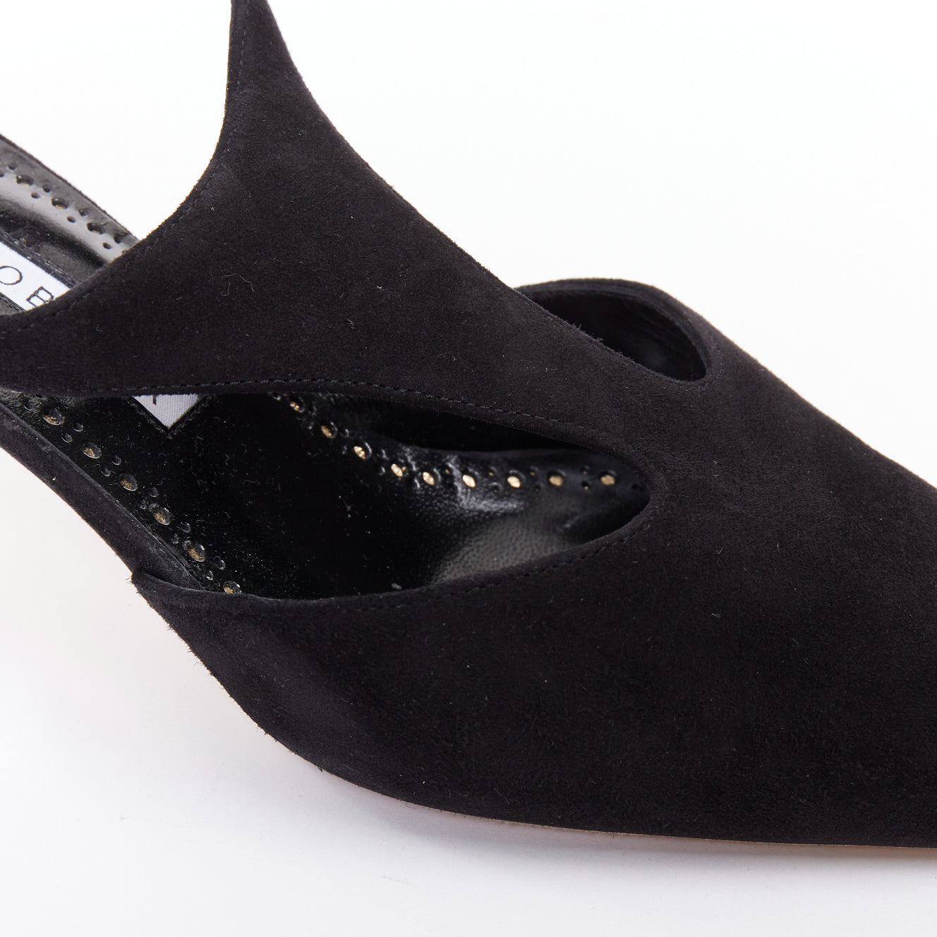 Women's Manolo Blahnik Suede Pearl Kitten Heels