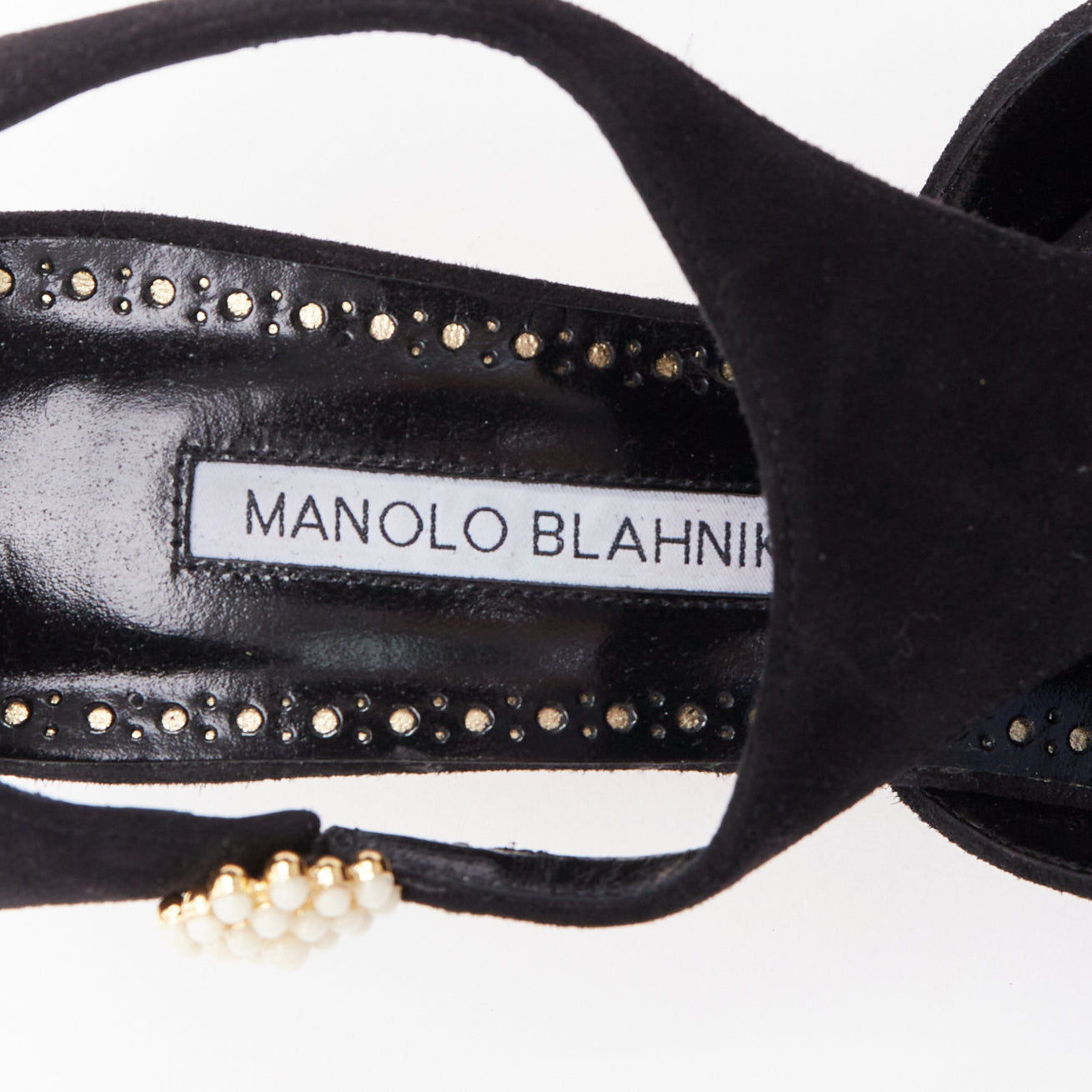 Women's Manolo Blahnik Suede Pearl Kitten Heels