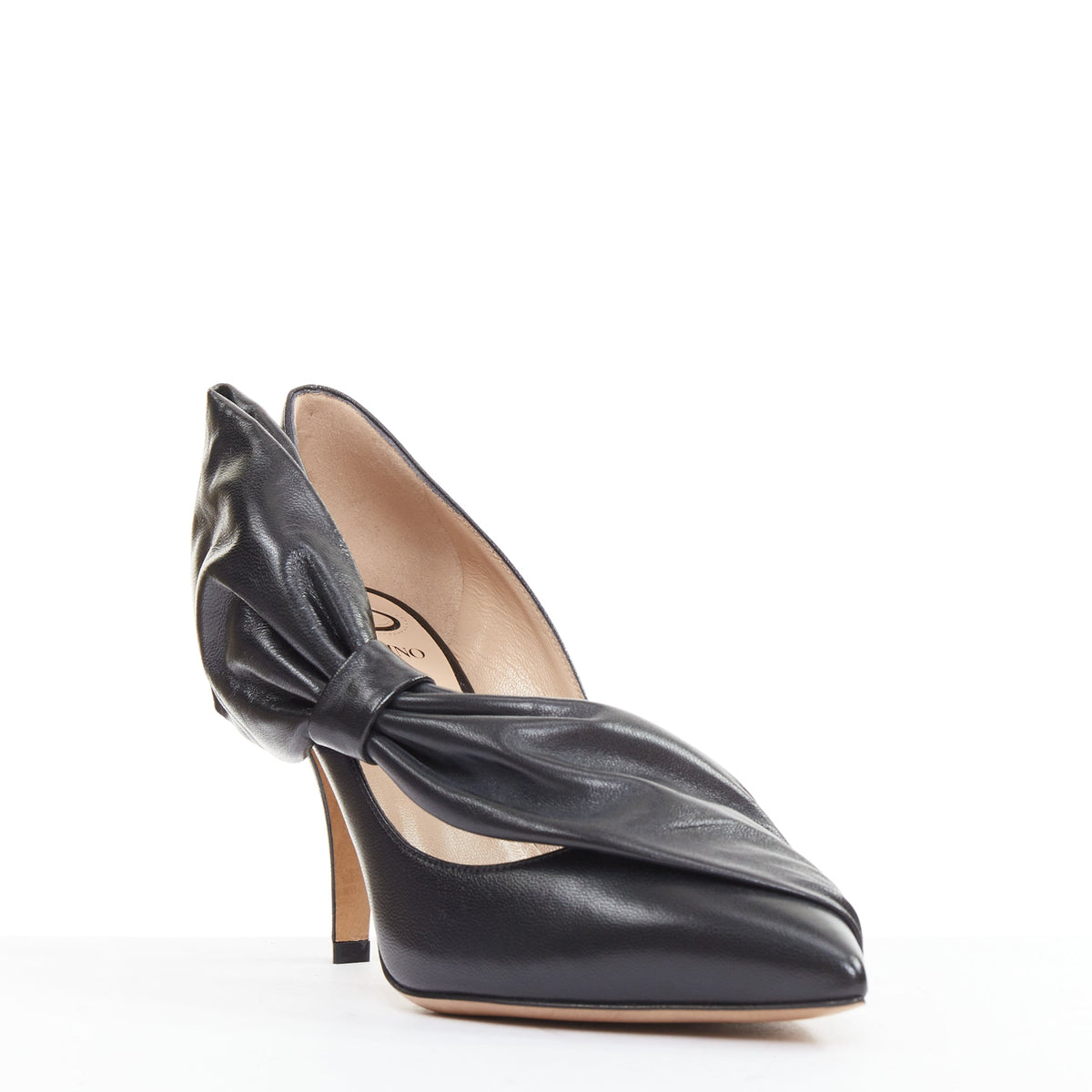 Women's Valentino Leather Oversized Bow Point Toe Kitten