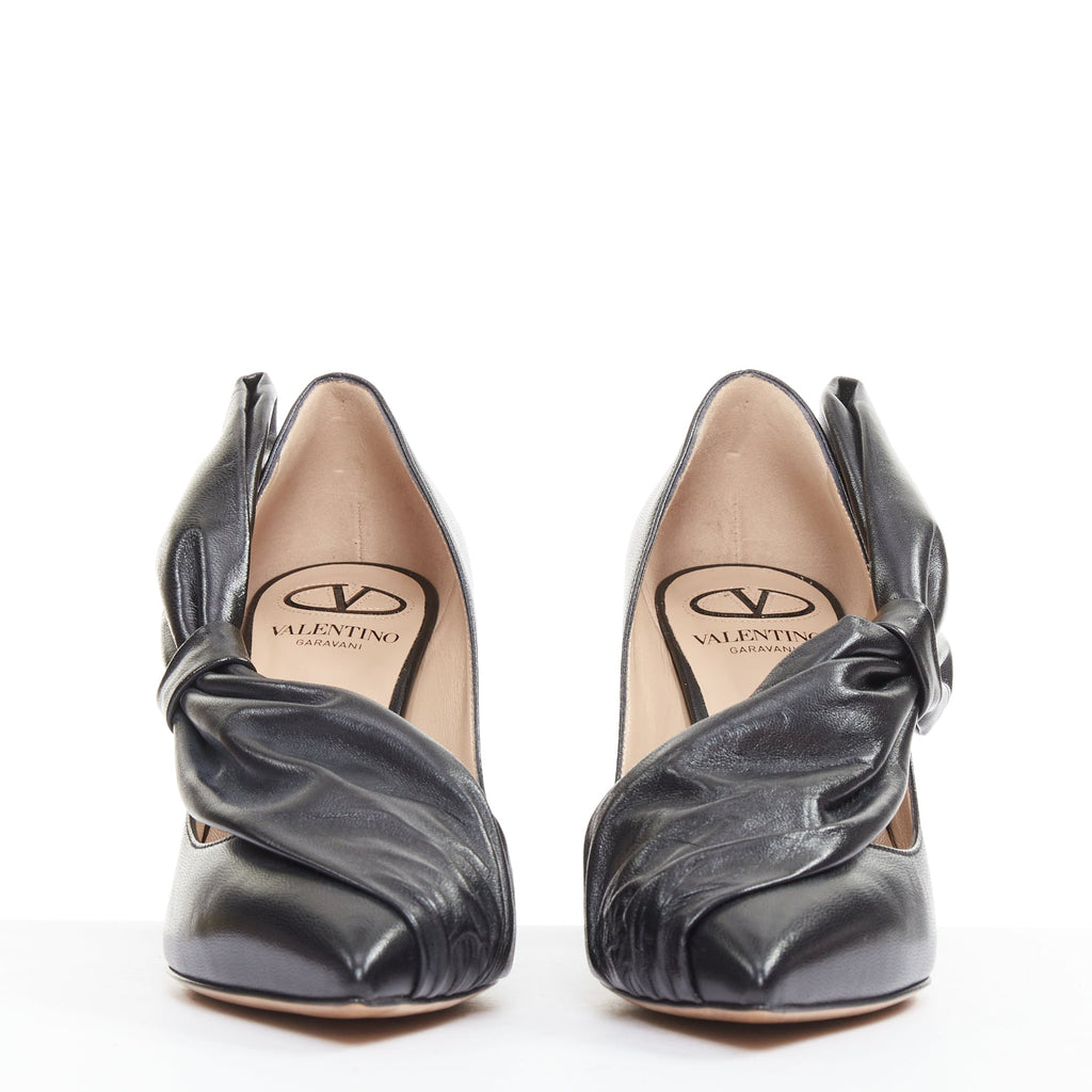Women's Valentino Leather Oversized Bow Point Toe Kitten