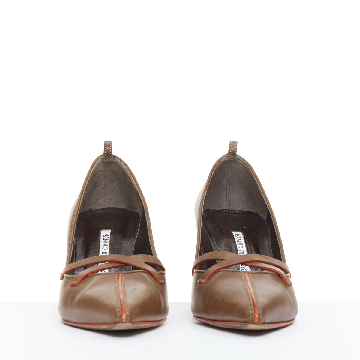Women's Manolo Blahnik Leather Kitten Pumps