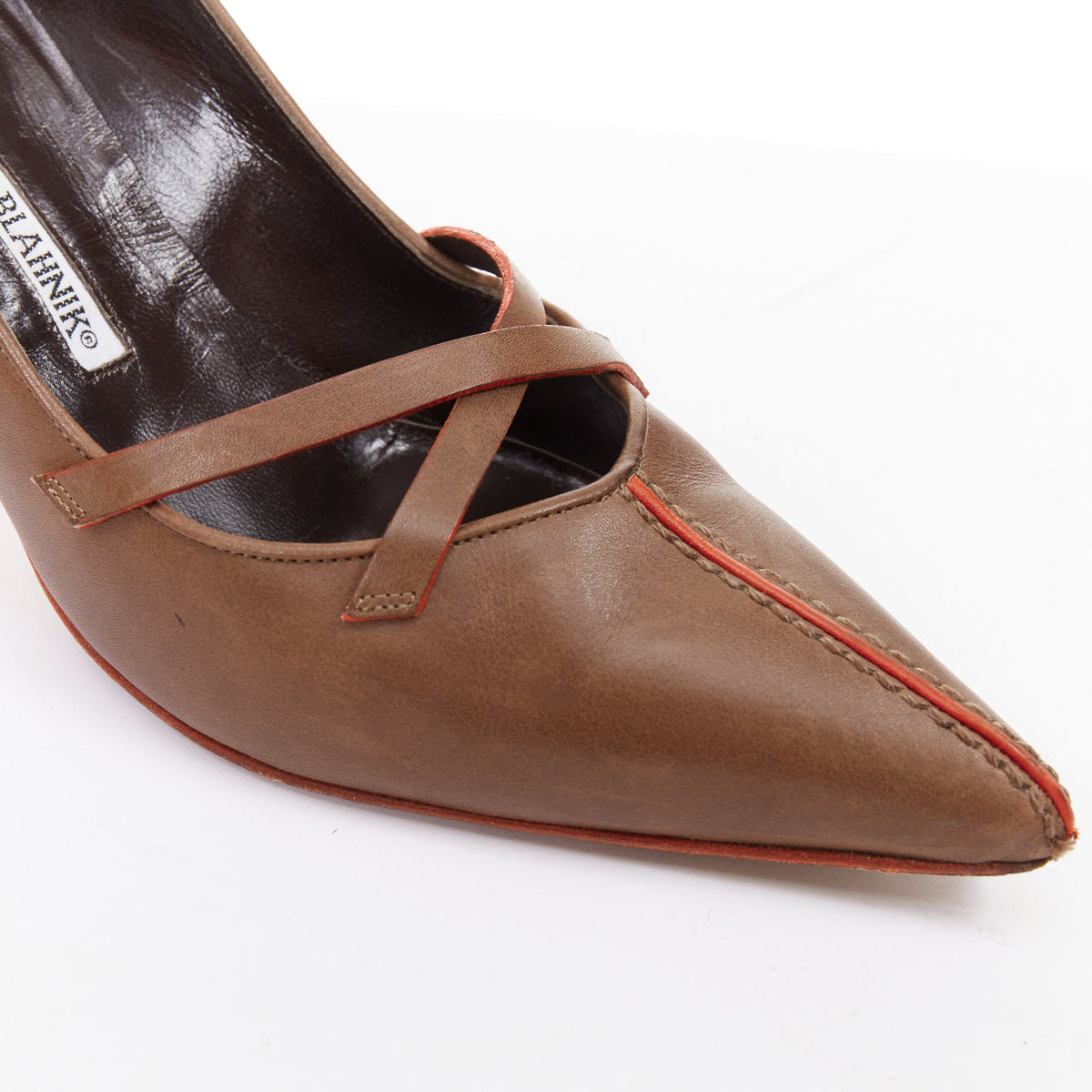 Women's Manolo Blahnik Leather Kitten Pumps