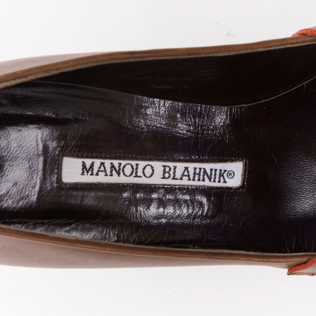 Women's Manolo Blahnik Leather Kitten Pumps