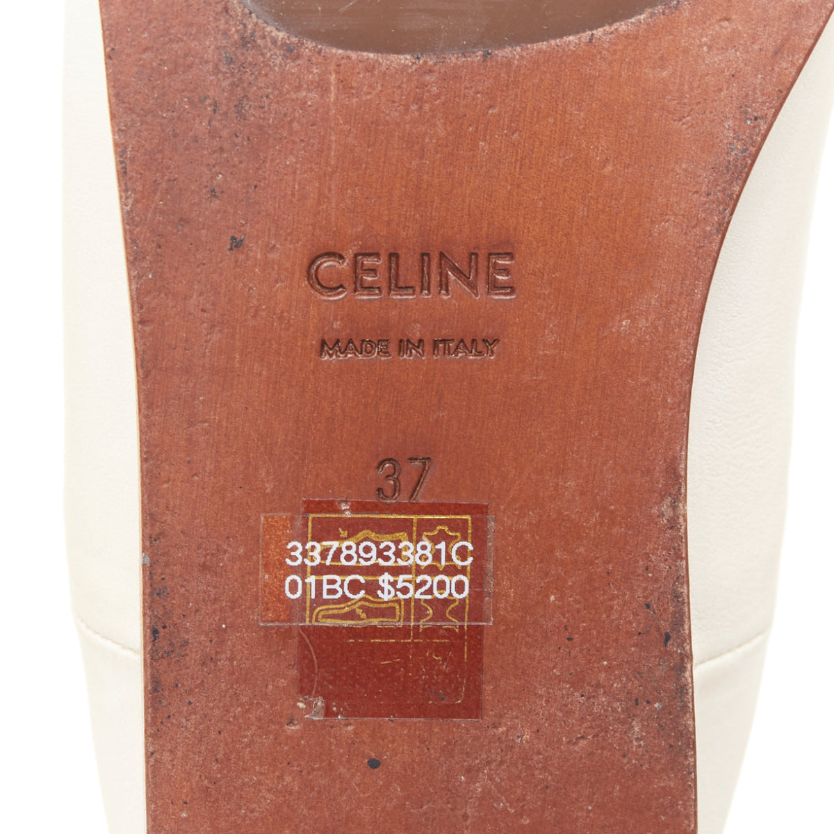 Women's Celine Leather Gold Logo Slippers