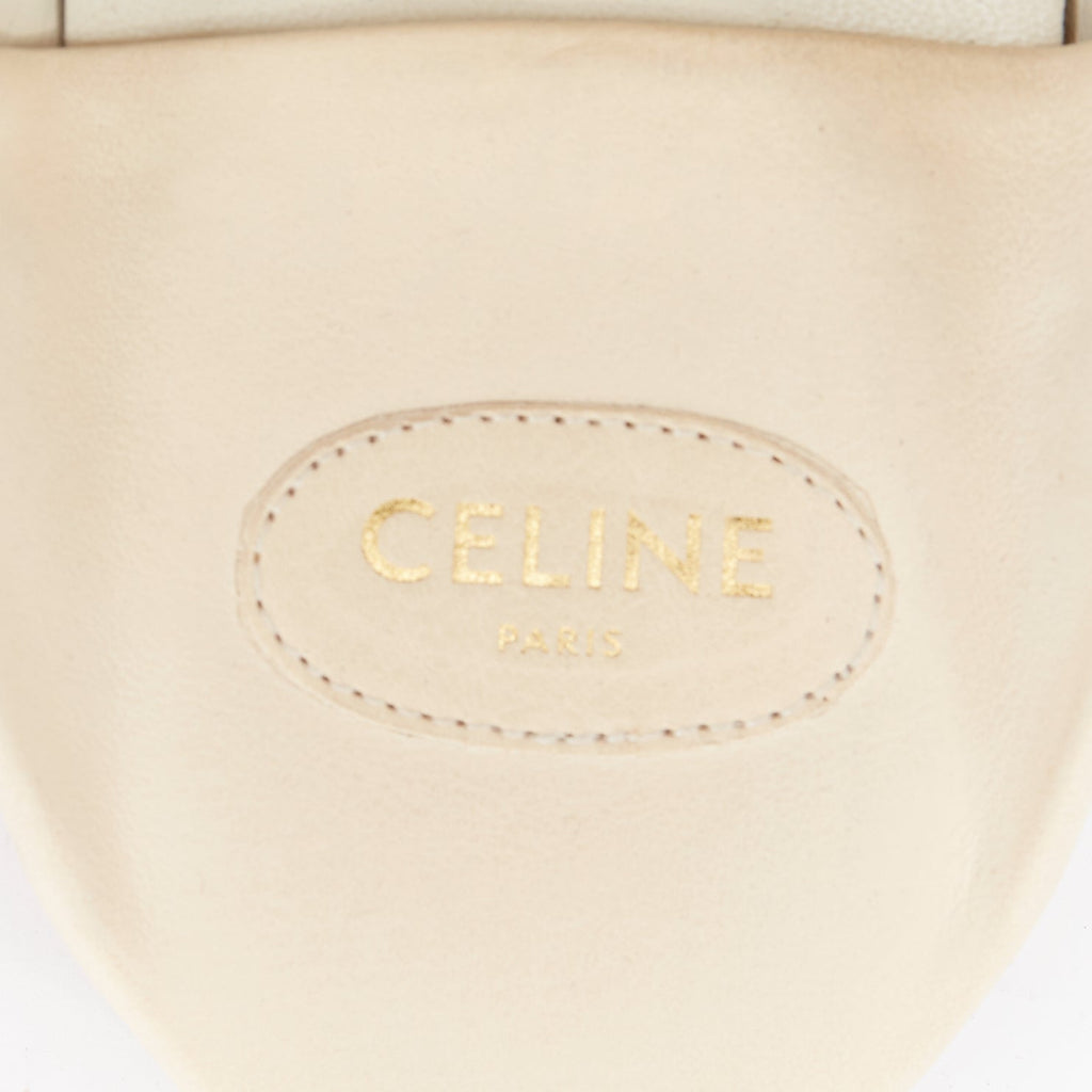 Women's Celine Leather Gold Logo Slippers