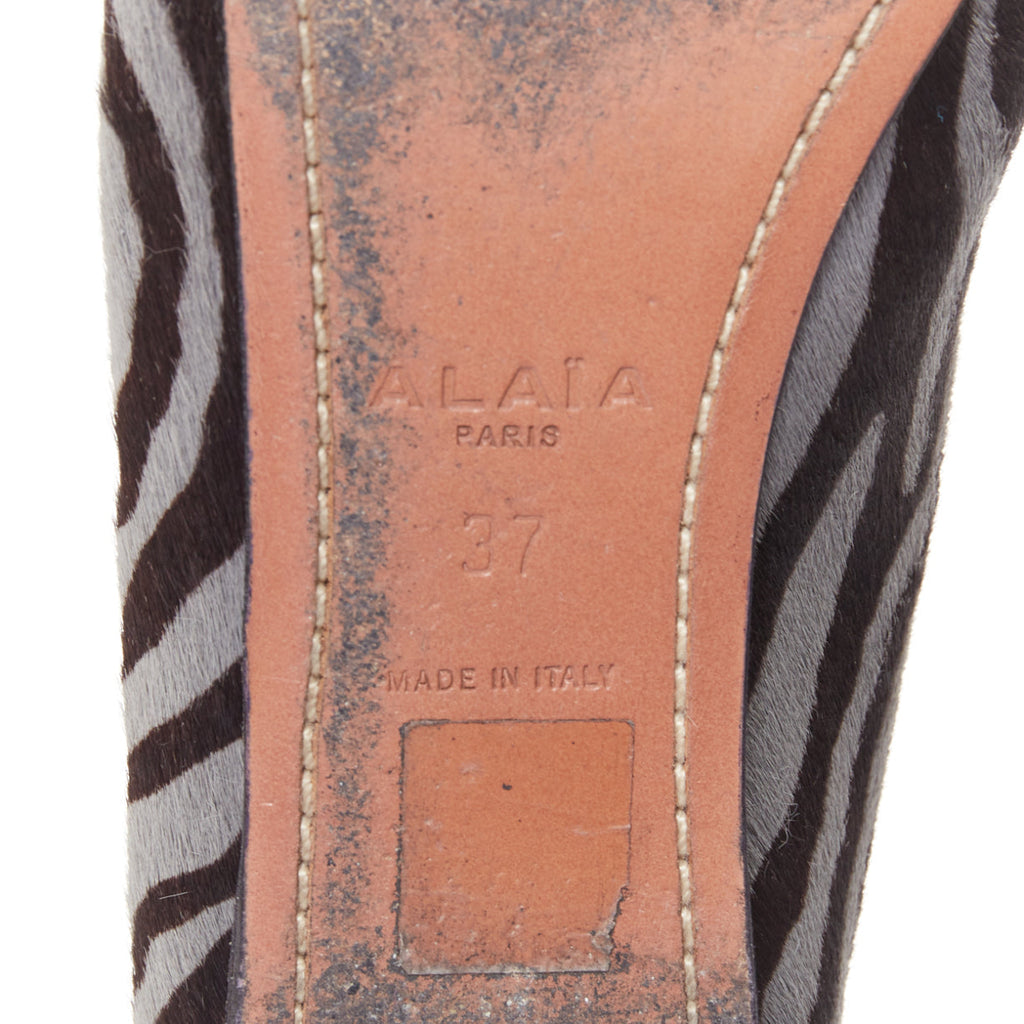 Women's Alaia Zebra Fur Bow Ballet Flats