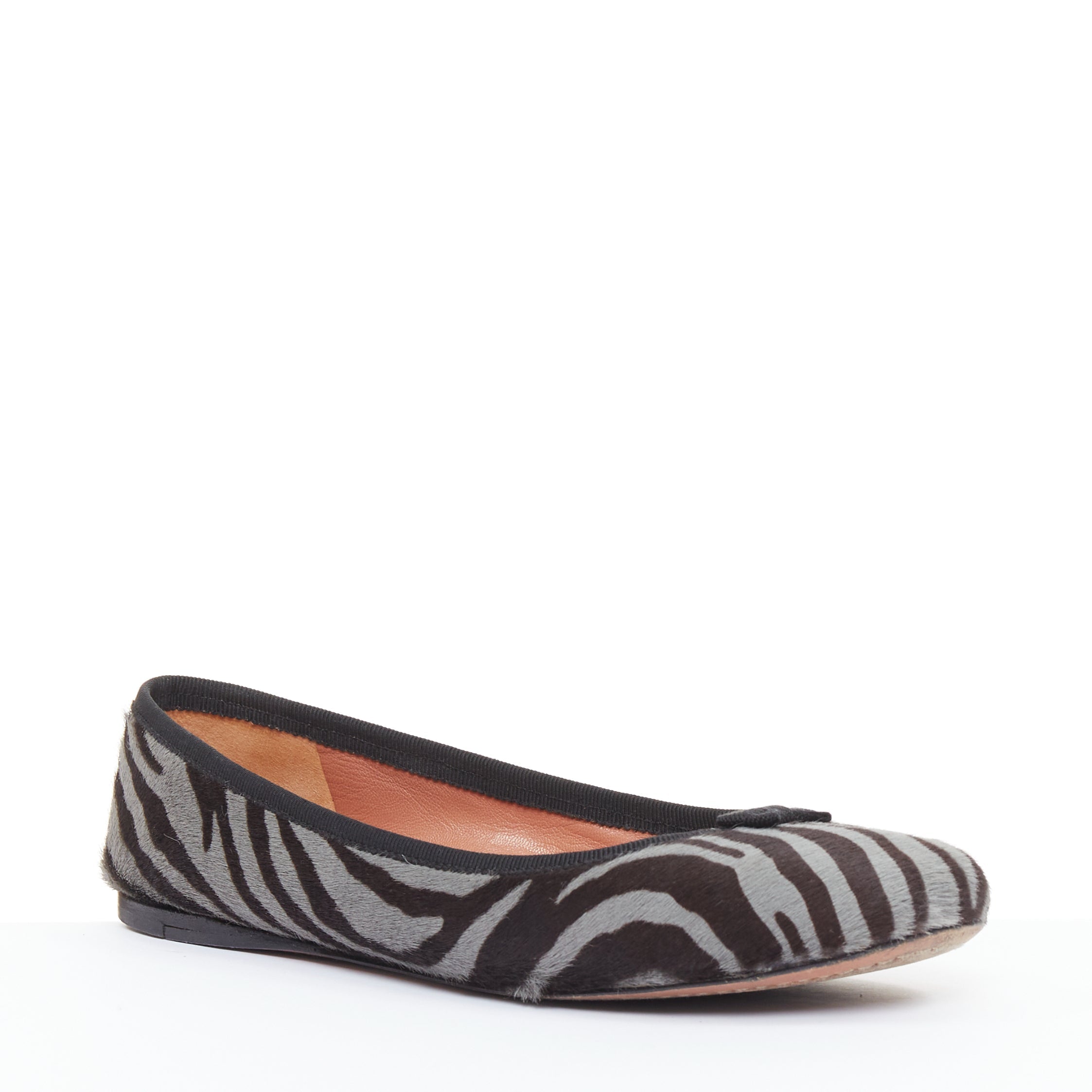 Women's Alaia Zebra Fur Bow Ballet Flats