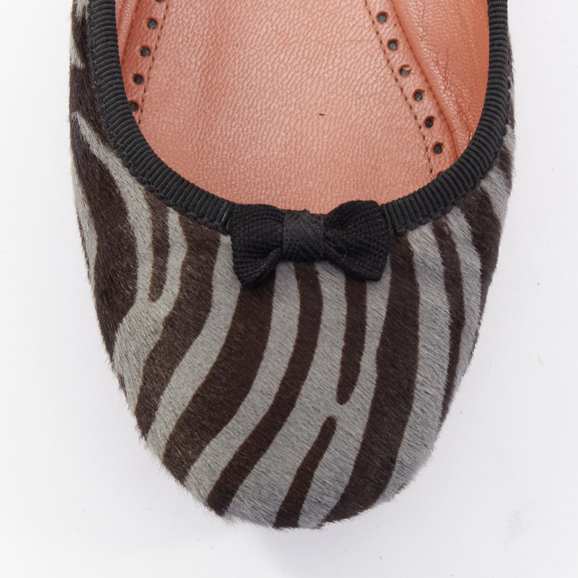 Women's Alaia Zebra Fur Bow Ballet Flats