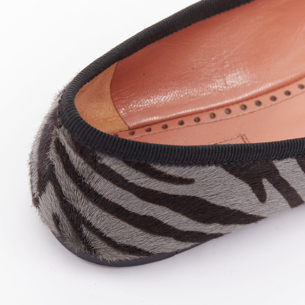 Women's Alaia Zebra Fur Bow Ballet Flats