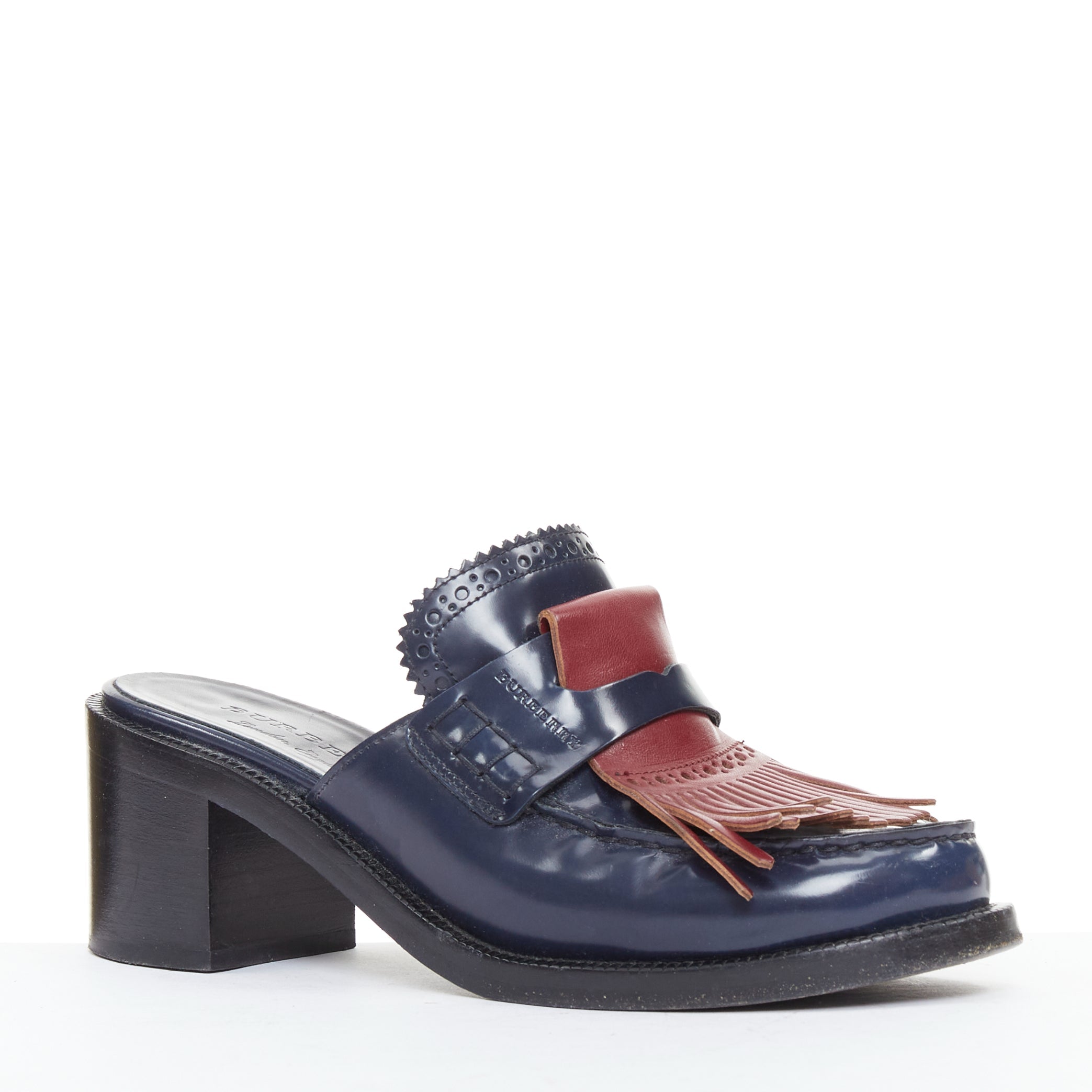 Women's Burberry Fringed Brogues Mules