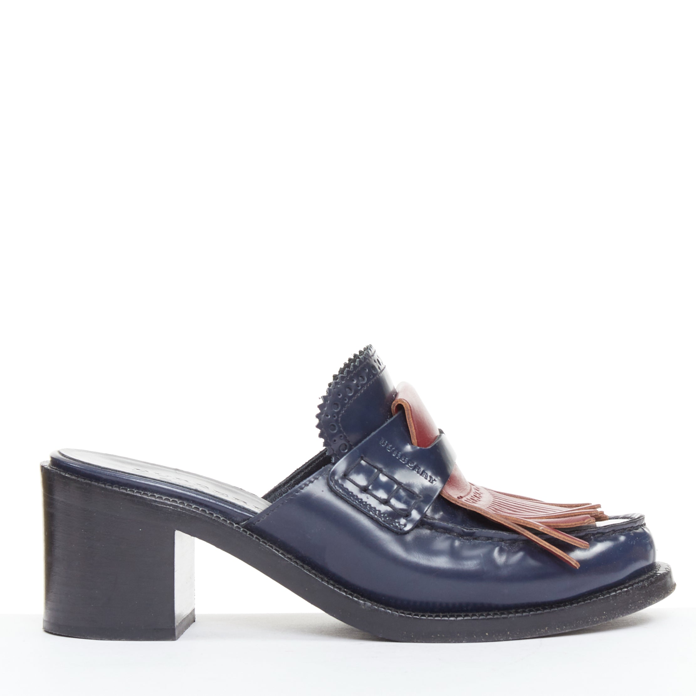 Women's Burberry Fringed Brogues Mules