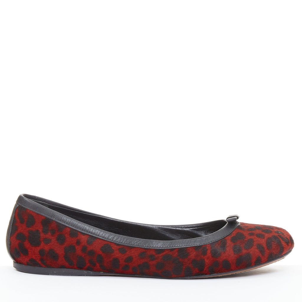 Women's Alaia Leopard Fur Ballet Flats