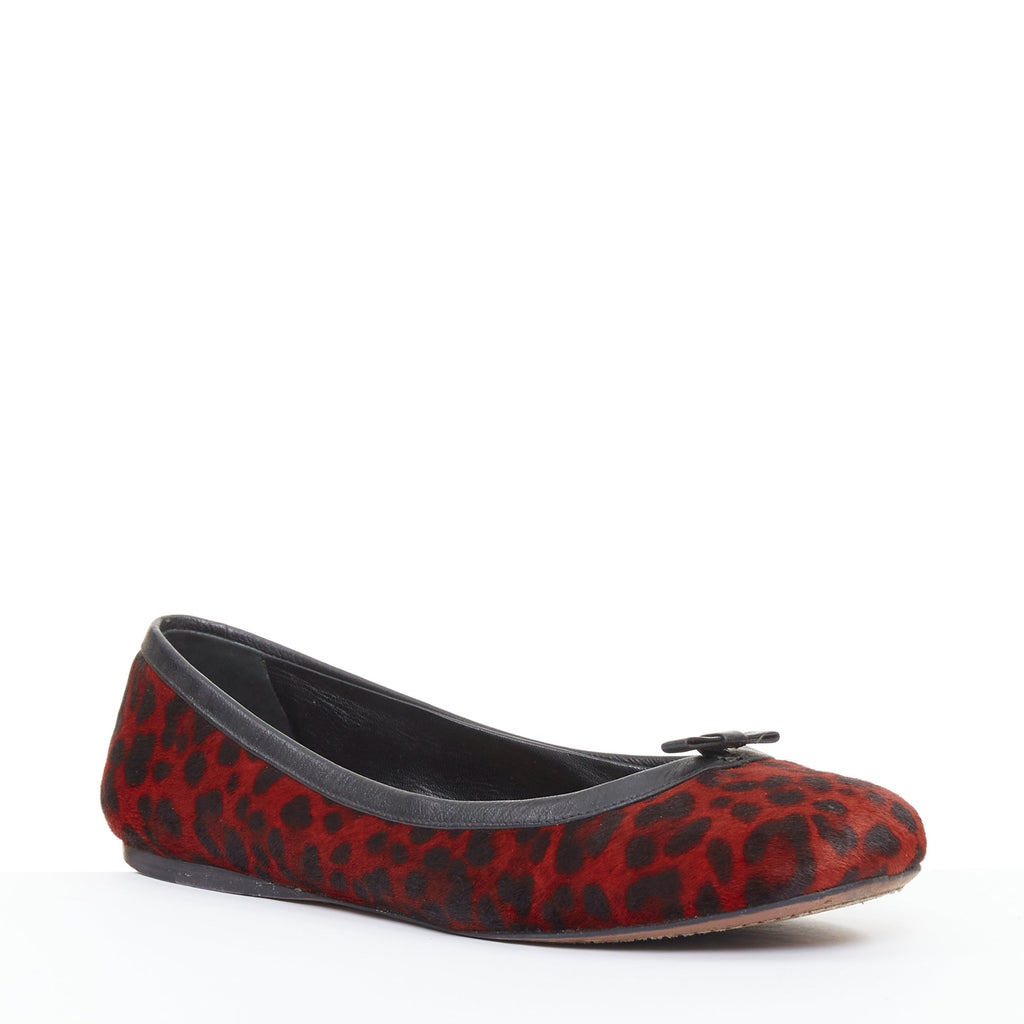 Women's Alaia Leopard Fur Ballet Flats