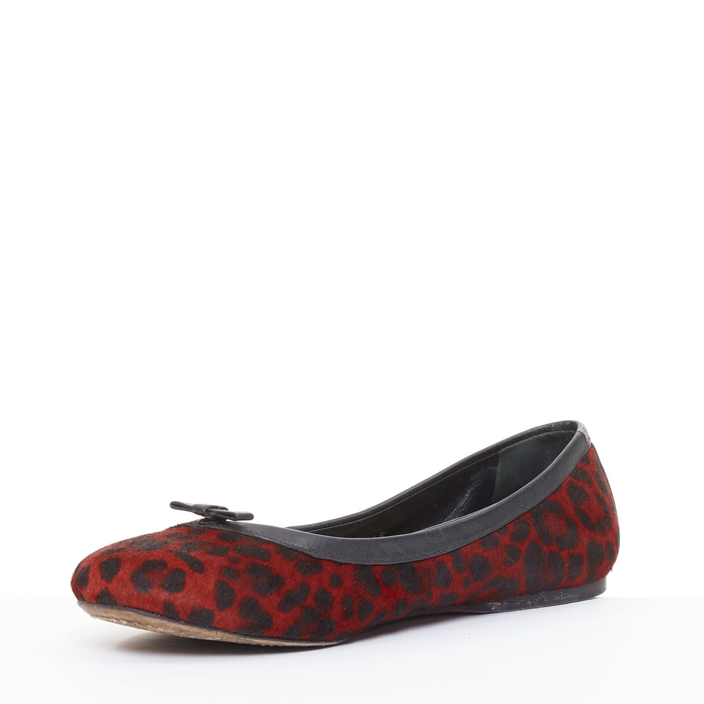 Women's Alaia Leopard Fur Ballet Flats