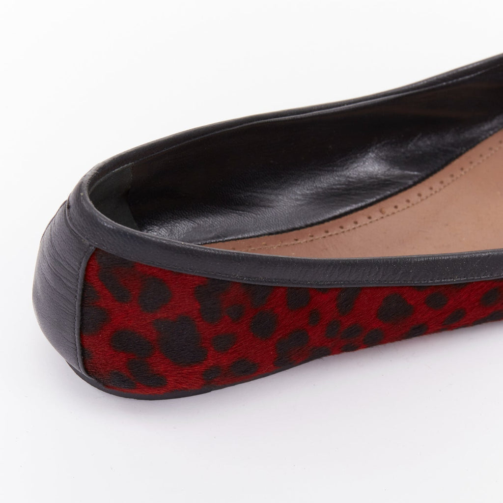 Women's Alaia Leopard Fur Ballet Flats