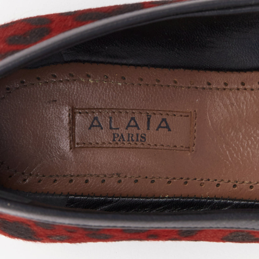 Women's Alaia Leopard Fur Ballet Flats