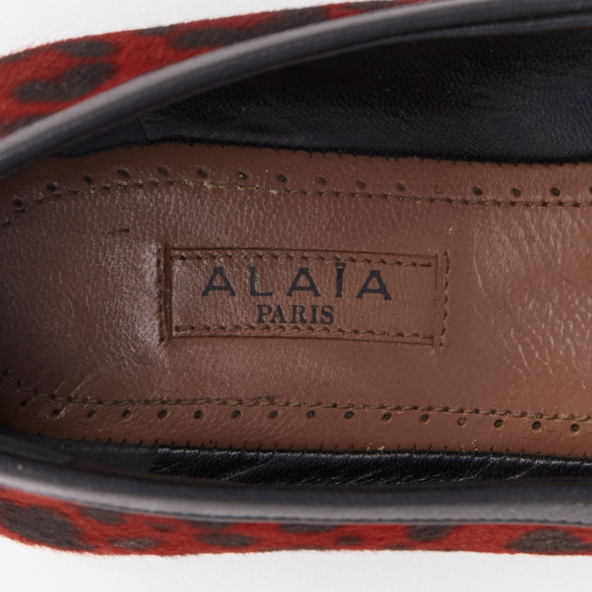 Women's Alaia Leopard Fur Ballet Flats