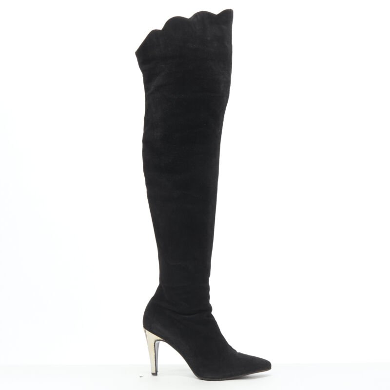 Women's Gianni Versace Suede Gold Heel Boots