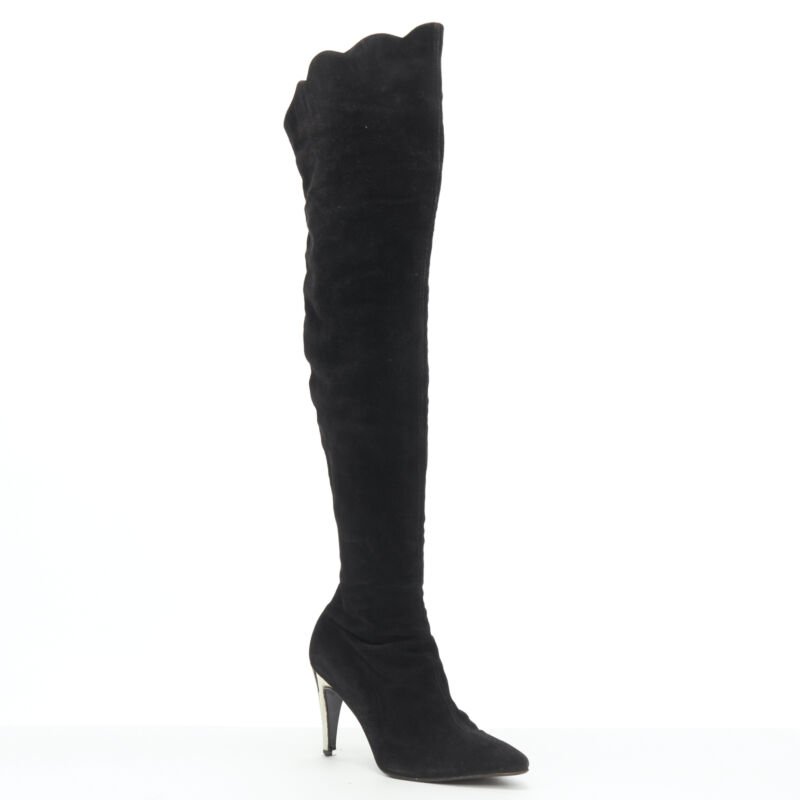 Women's Gianni Versace Suede Gold Heel Boots