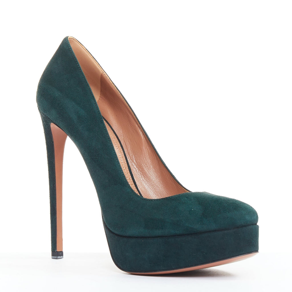 Women's Alaia Suede Almond Toe Platform Pumps