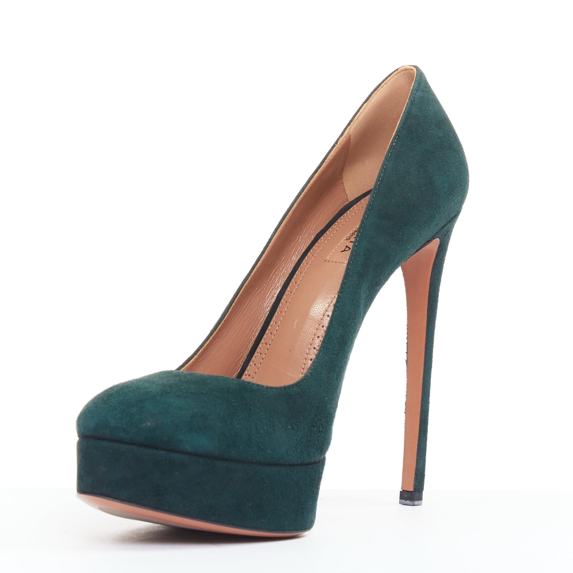 Women's Alaia Suede Almond Toe Platform Pumps