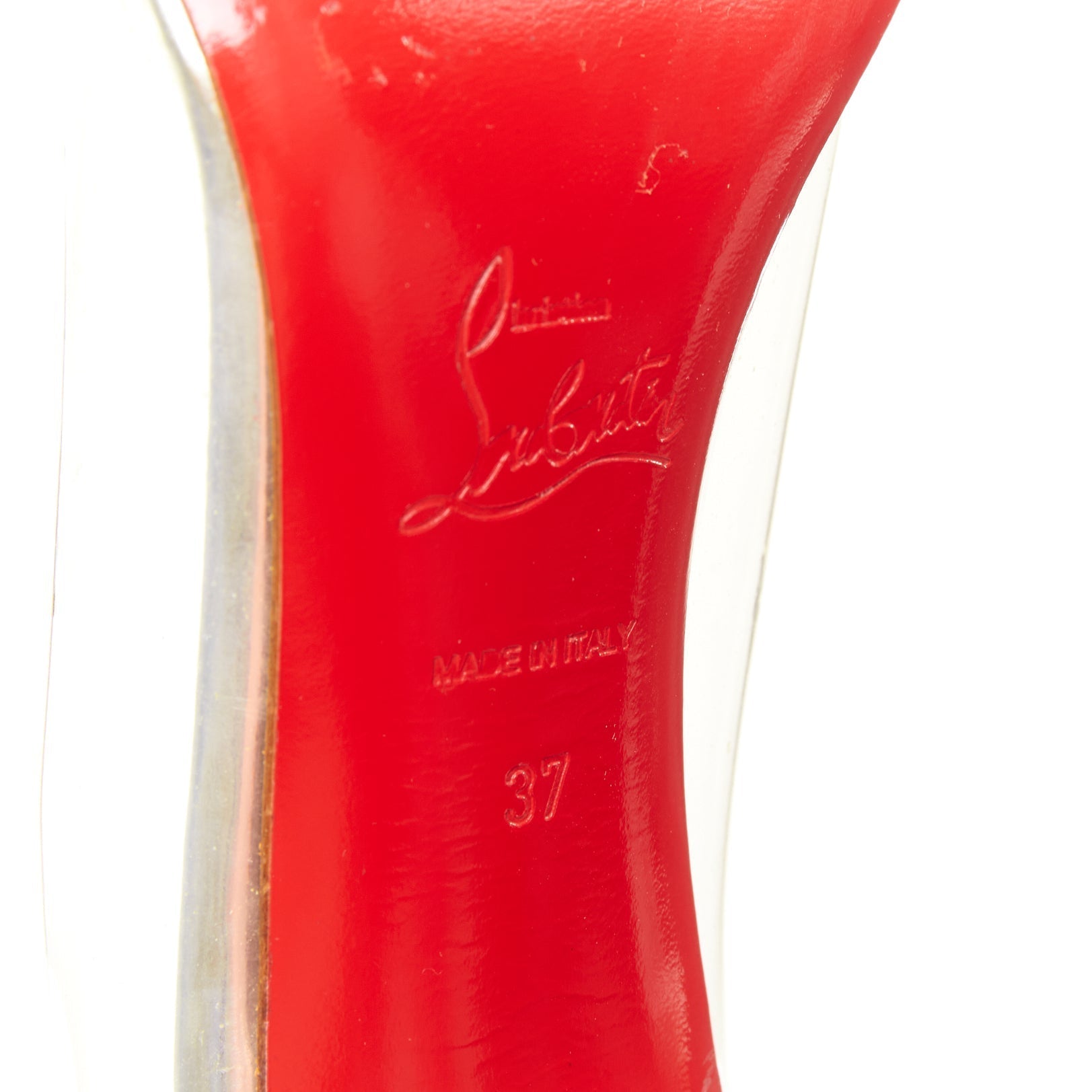 Women's Christian Louboutin Patent PVC Pointy Pumps