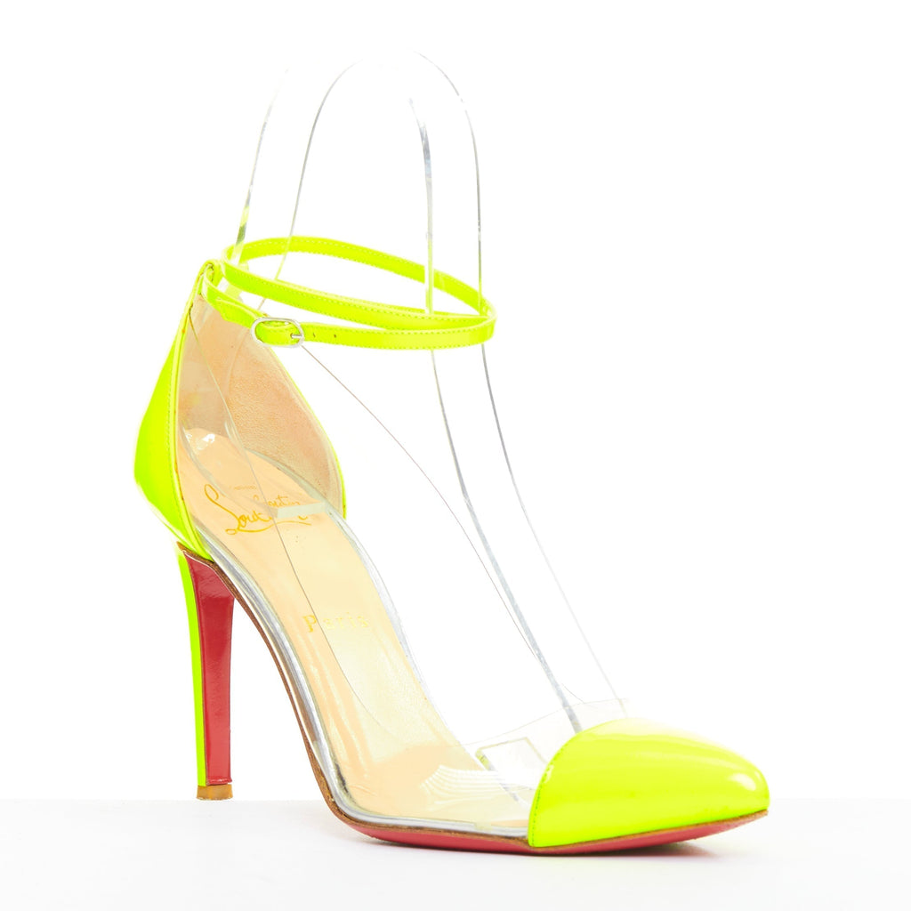Women's Christian Louboutin Patent PVC Pointy Pumps