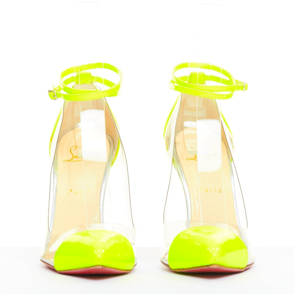 Women's Christian Louboutin Patent PVC Pointy Pumps