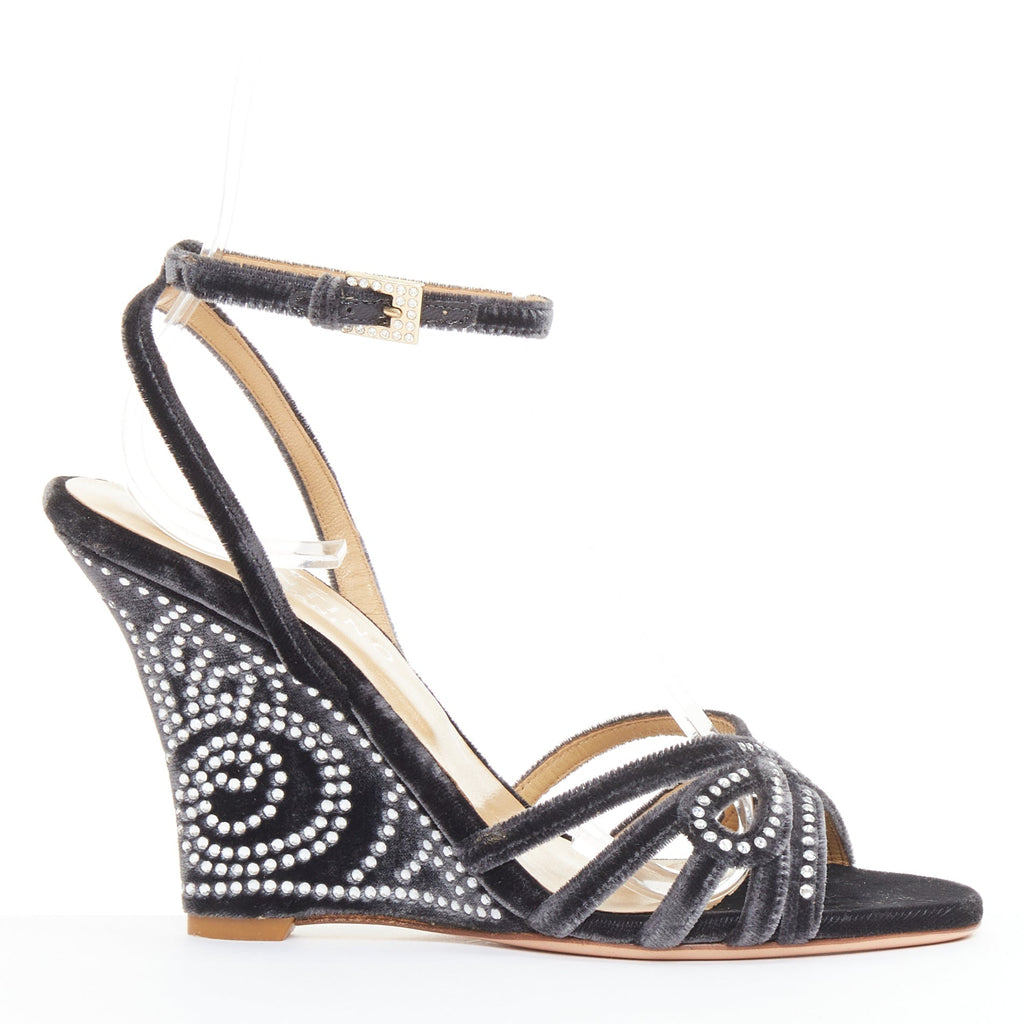 Women's Valentino Garavani Crushed Velvet Crystal Wedge