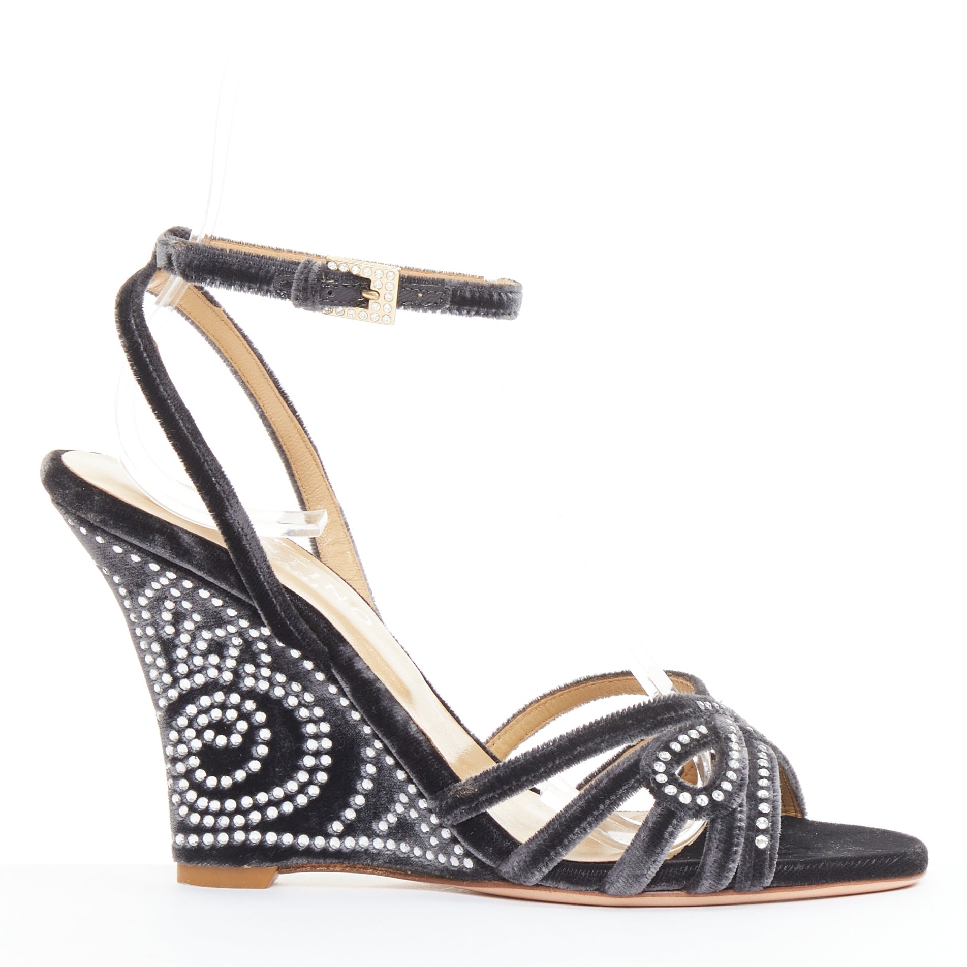 Women's Valentino Garavani Crushed Velvet Crystal Wedge