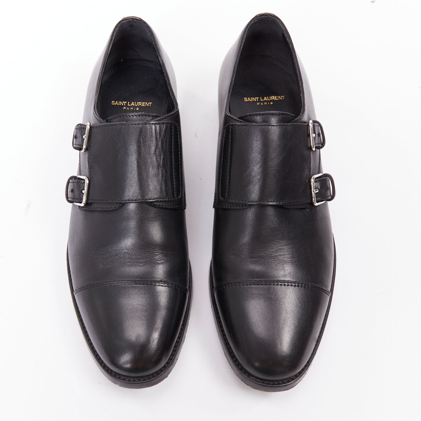 Women's Saint Laurent Leather Double Monk Strap Shoes