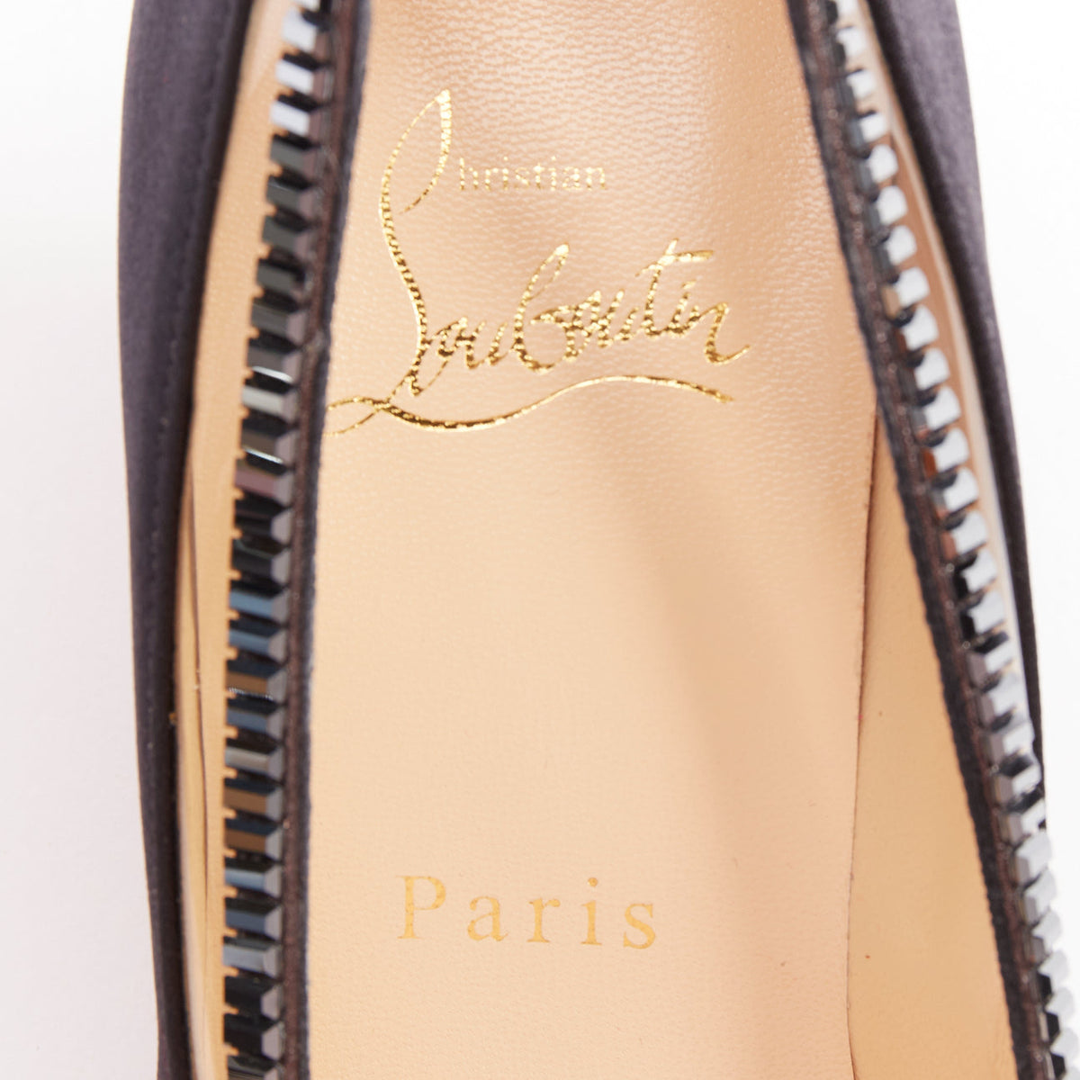 Women's Christian Louboutin Satin Crystal Kitten