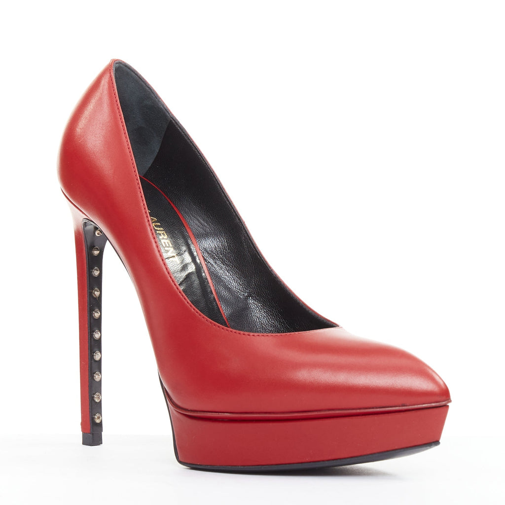 Women's Saint Laurent Janis Leather Studded Pumps