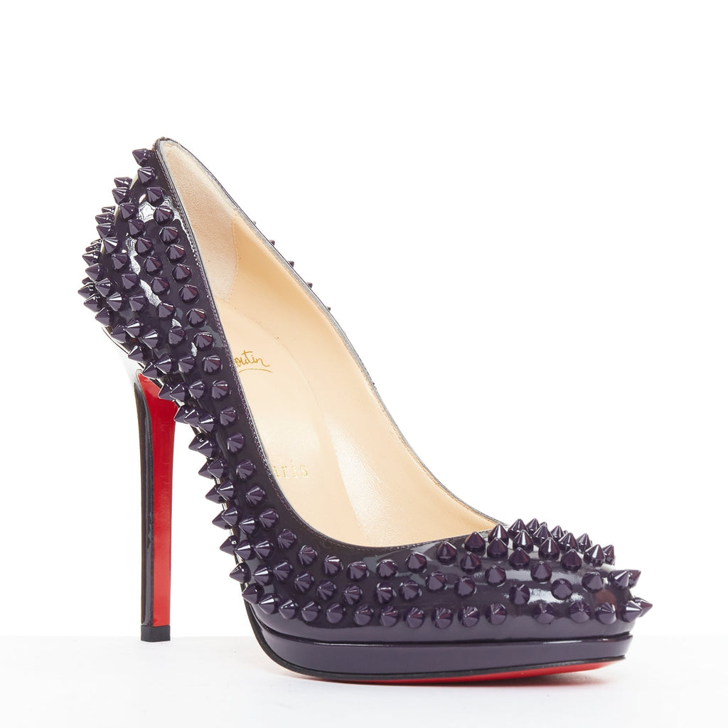 Women's Christian Louboutin Patent Spikes Platform