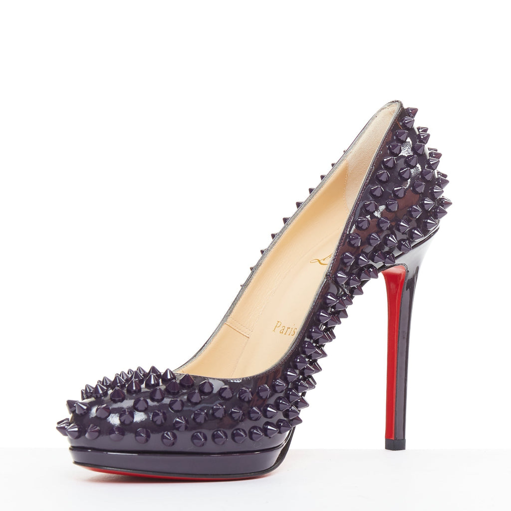 Women's Christian Louboutin Patent Spikes Platform
