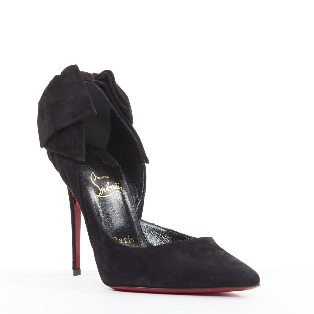 Women's Christian Louboutin Suede Bow Stiletto Pump