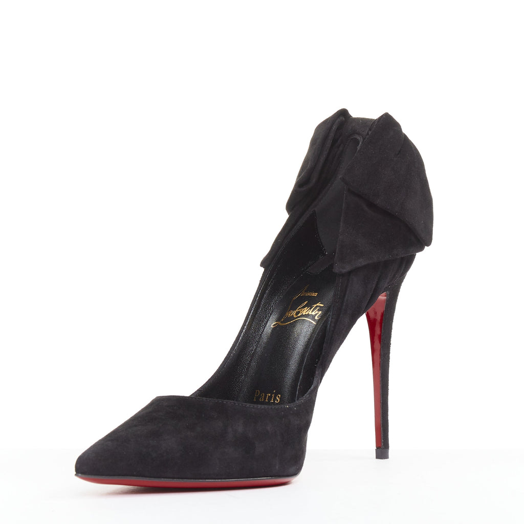 Women's Christian Louboutin Suede Bow Stiletto Pump