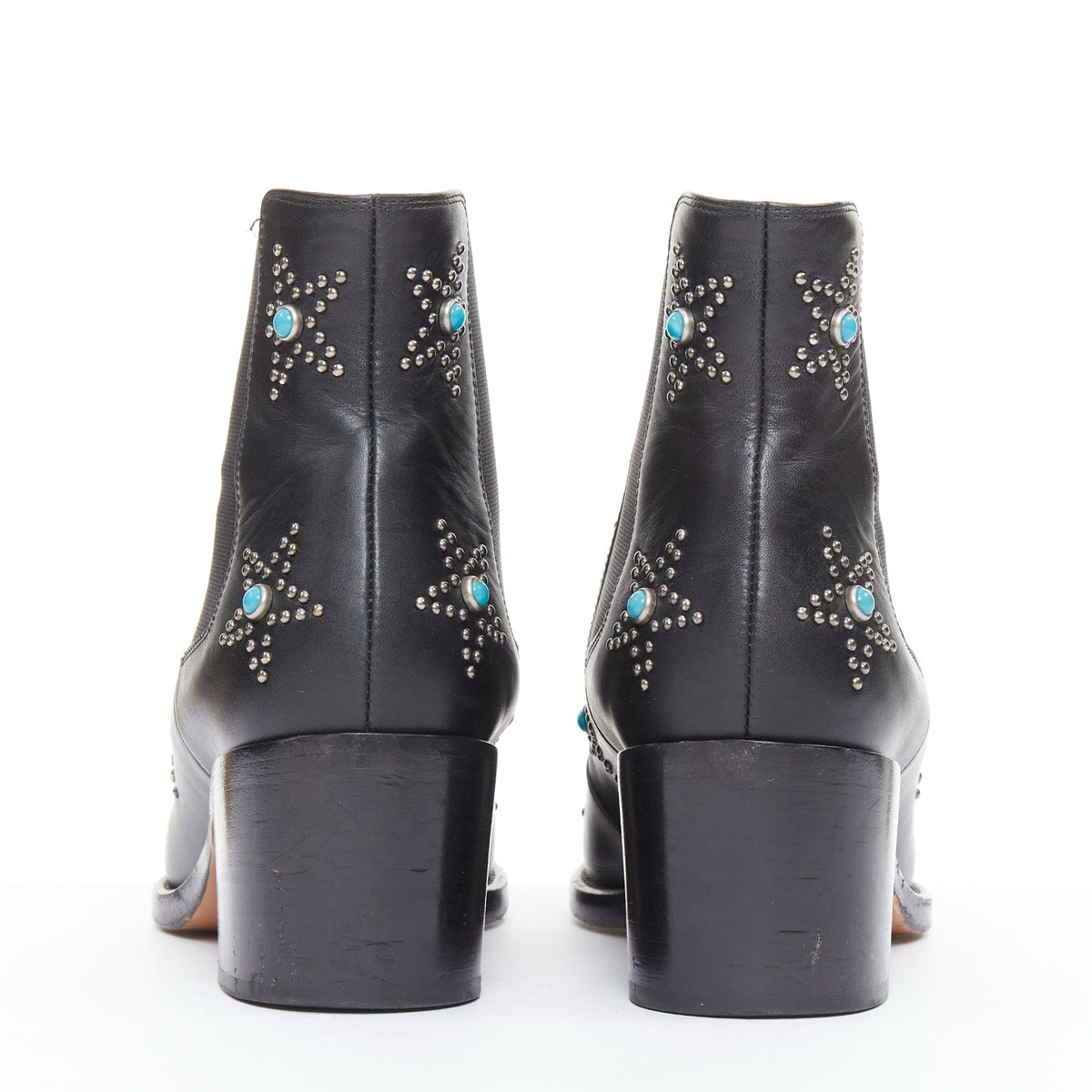 Women's Valentino Turquoise Stone Star Studded Ankle Boots