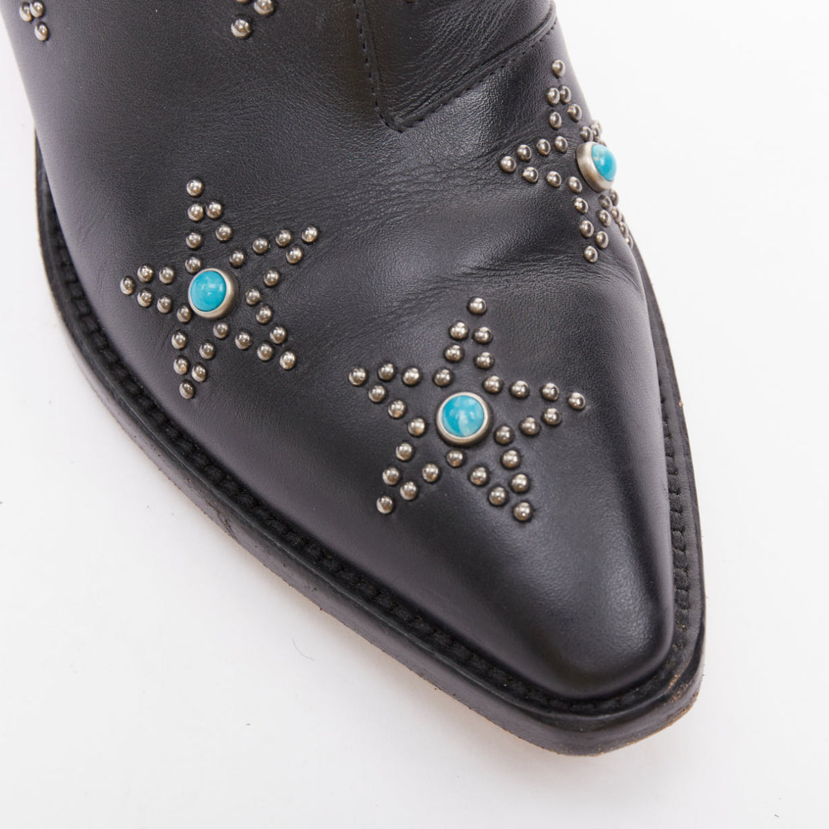 Women's Valentino Turquoise Stone Star Studded Ankle Boots