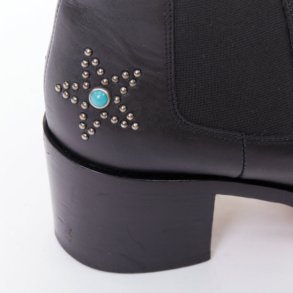 Women's Valentino Turquoise Stone Star Studded Ankle Boots