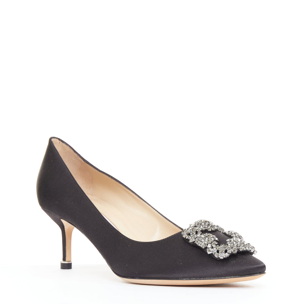 Women's Manolo Blahnik Satin Crystal Brooch Pumps