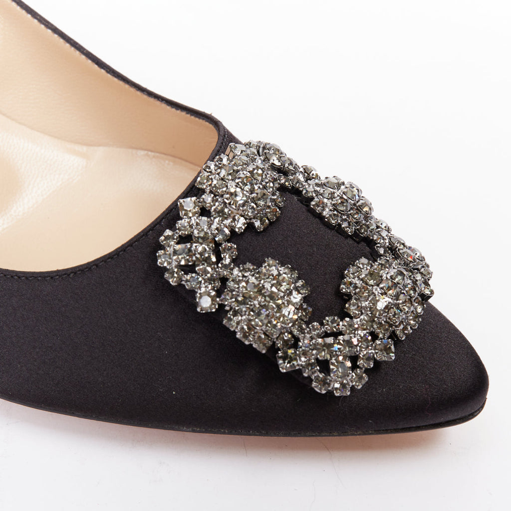 Women's Manolo Blahnik Satin Crystal Brooch Pumps