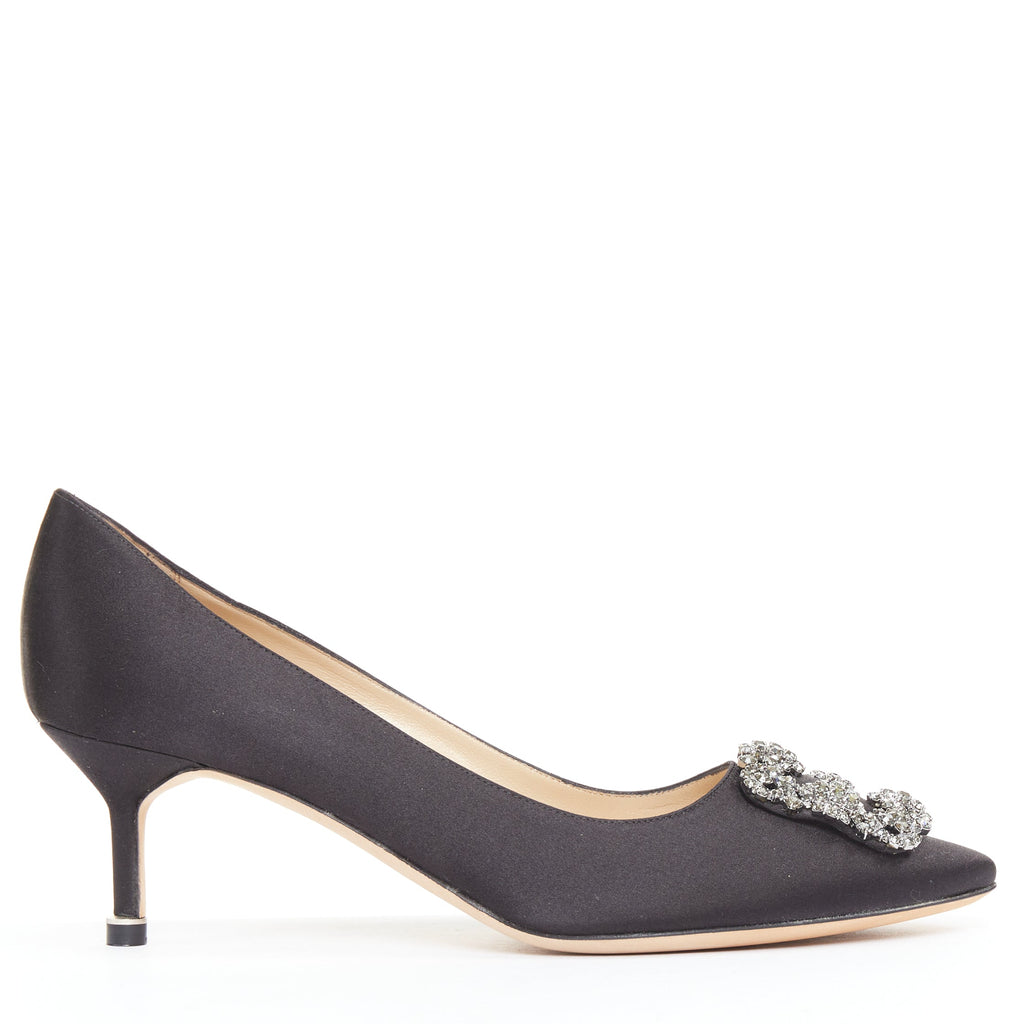 Women's Manolo Blahnik Satin Crystal Brooch Pumps
