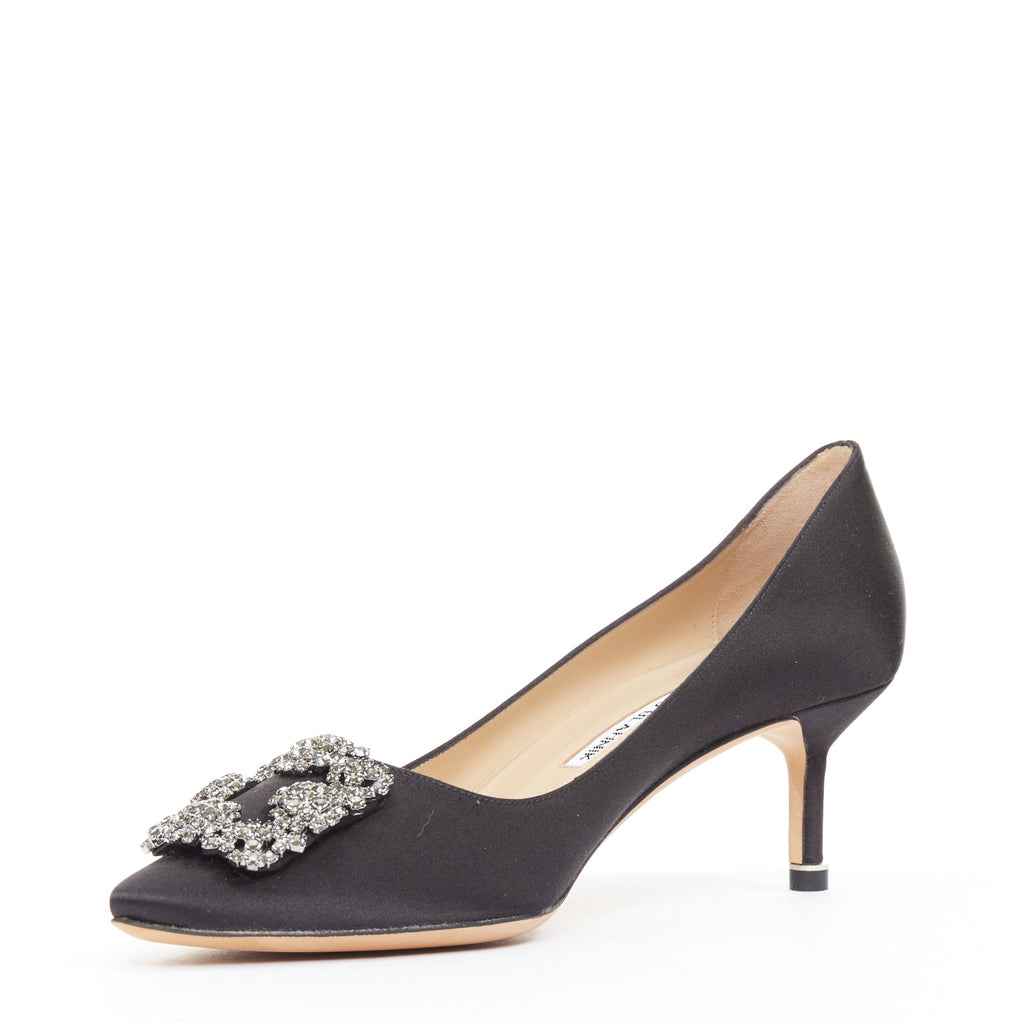 Women's Manolo Blahnik Satin Crystal Brooch Pumps